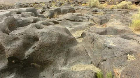 Volcanic Rock Formation 12 Fossil Falls California Stock Footage