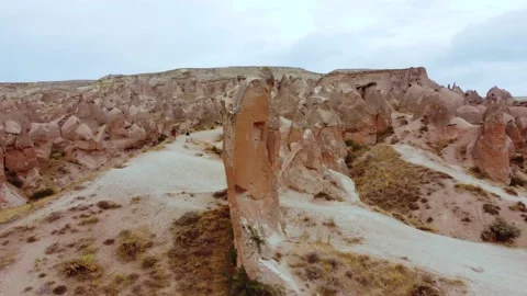 Volcanic rock formations camel landscape in Cappadocia, Turkey  Stock Footage 194433719