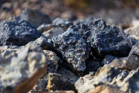 Volcanic rock at the quarry.  Stock Photos