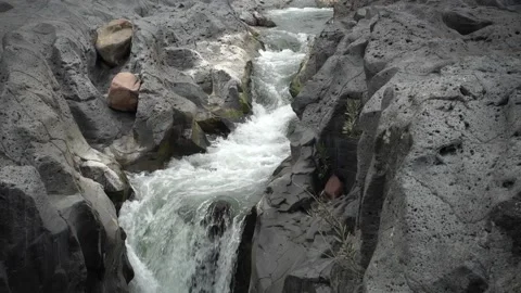 Volcanic Rock Sicily Nature Split By Fault Smoothed By Waters Gorge Simeto River Stock Footage 150195654