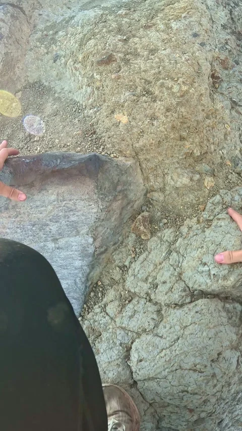 Volcanic Rock Texture While Climbing Mount Raung, Indonesia, Vertical Video Stock Footage 341759592