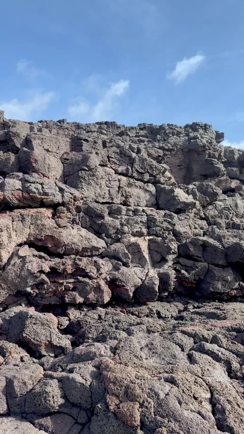 Volcanic Rocks and Tide Pools on Lanzarote Coast Stock Footage 345962663