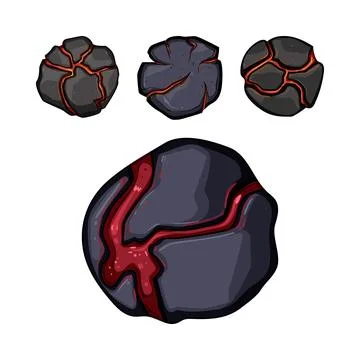 Volcanic rocks glowing with molten core flowing Stock Illustration