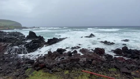 Volcanic rocks sea shore in Easter Island Stock Footage 342842200