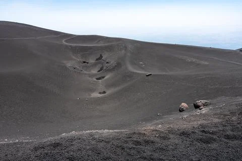 Volcanic rocky terrain of Etna volcano Stock Photos