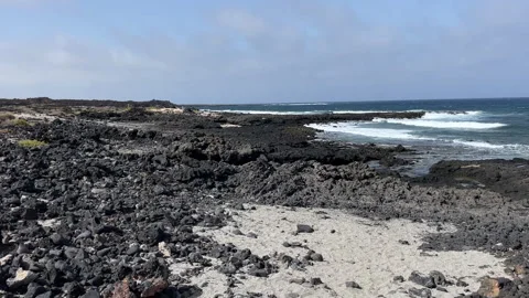 Volcanic seaside landscape with ocean Stock Footage 281077645