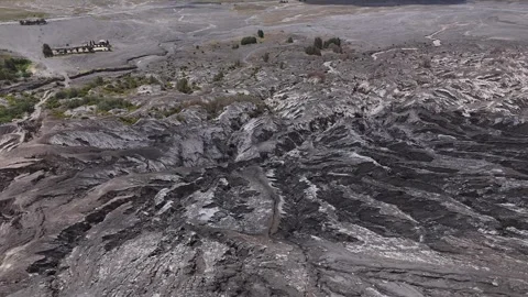 ⁠Volcanic Terrain and Ash Fields at Mount Bromo East Java Indonesia Aerial View⁠ Video stock 344891284