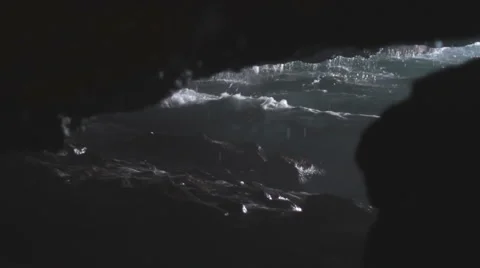 Volcanic Water Cave Stock Footage 997534