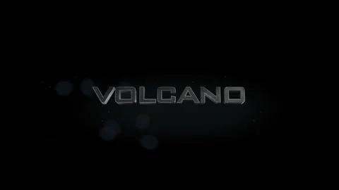 Volcano 3D title metal text on black alpha channel background Video stock 256945602