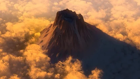Volcano above clouds aerial view Stock Footage 118880895