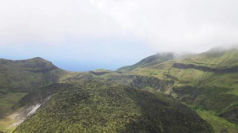 Volcano Active Cater at the peak of 4000ft La Soufriere in Saint Vincent Stock Photos