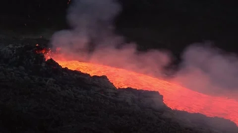 Volcano activity. Lava spattering Stock Footage 49174221