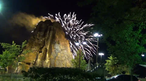 Volcano and fireworks Video stock 26720352