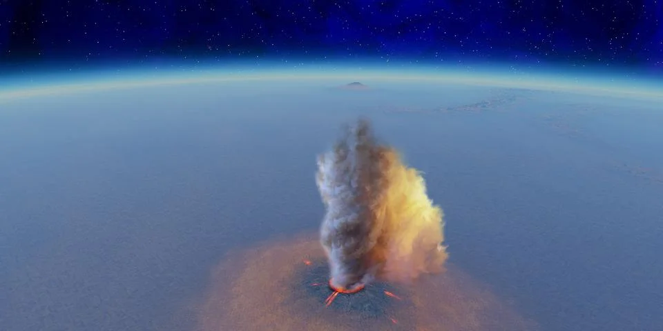 Volcano and Space Stock Illustration