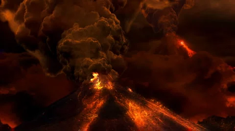 Volcano and thunder Stock Footage