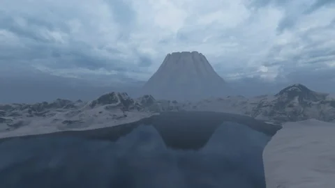 Volcano on the background and lake in front, 4K Stock Footage 165206076