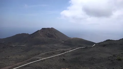 Volcano black sand landscape volcano Teneguia and San Antonio La Palma Stock Footage 166501875