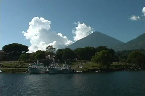 Volcano from boat Stock Footage 467582