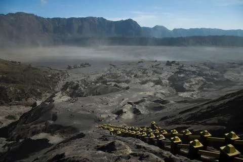 Volcano in Bromo, Java, Indonesia, bright colorful vivid theme Stock Photos