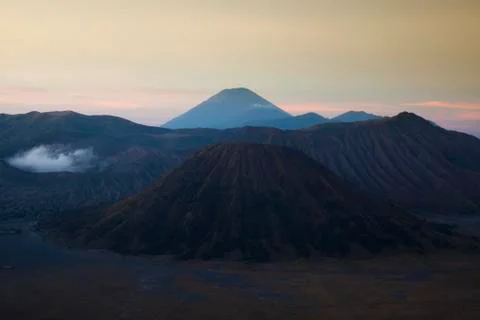Volcano in Bromo, Java, Indonesia, bright colorful vivid theme Stock Photos
