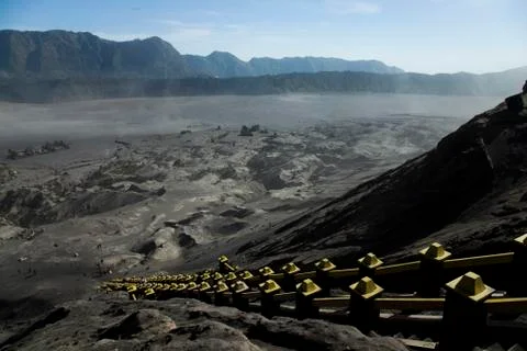 Volcano in Bromo, Java, Indonesia, bright colorful vivid theme Stock Photos