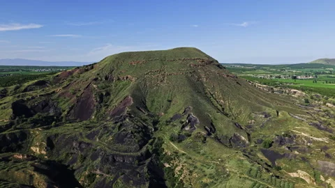 Volcano Cinder Cone Plains Aerial Tracking Left Stock Footage 344005024