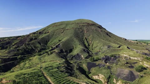 Volcano Cinder Cone Terraced Slopes Push In 4K HLG Stock Footage 344015663