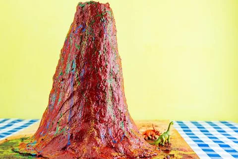 Volcano clay model school projects Stock Photos