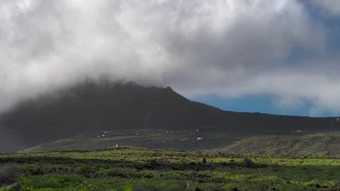 Volcano in the cloud timelapse, Lanzarote Stock Footage 91745634