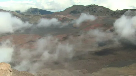 Volcano with clouds Maui, Hawaii  Stock Footage 298912