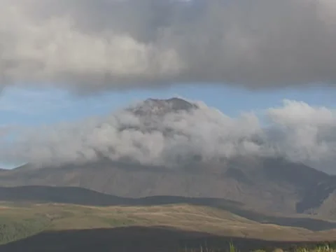 Volcano, conical mount Ngauruhoe with cloud Stock Footage 18079659