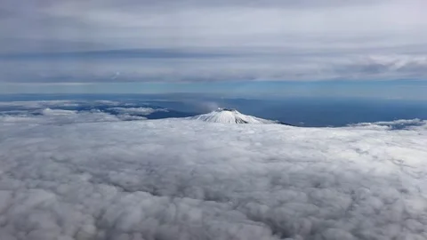 Volcano crater above the clouds Stock-Footage 334122928