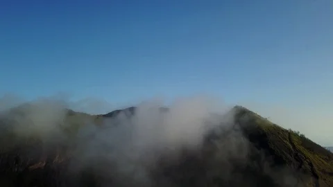 Volcano Crater and Clouds - Wide View - Bali 1 Stock Footage 114032055