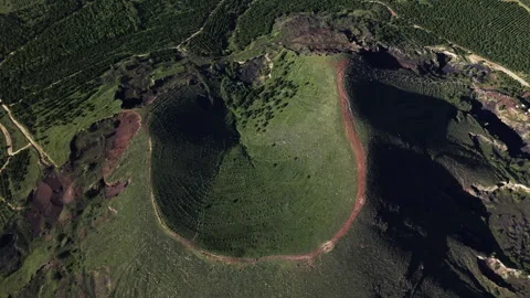 Volcano Crater Caldera Rim Orbit Clockwise 4K HLG Stock Footage 344008920
