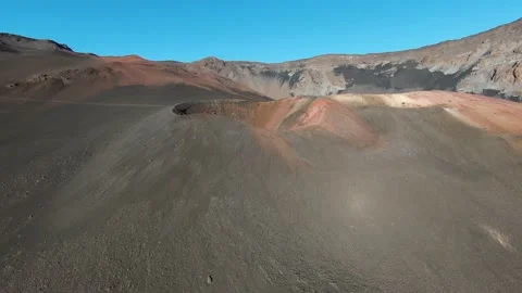 Volcano crater close up approach view, during sunrise in Hawaii, aerial 4K Video stock 196910882
