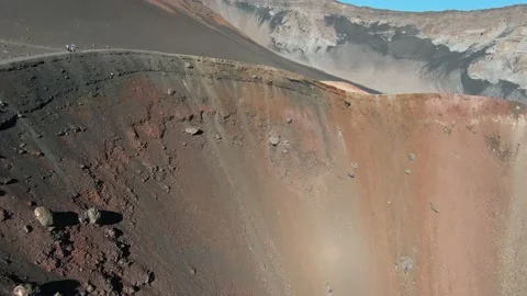 Volcano crater inside drone view in Hawaii. Tilt aerial view 4K  Video stock 196915493