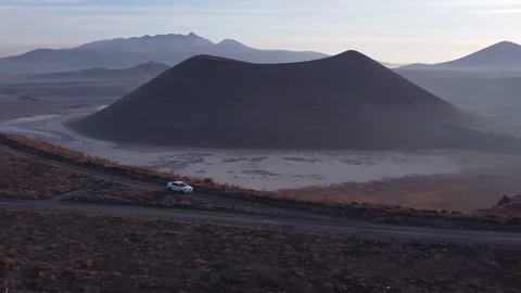 Volcano crater with a lake Stock Footage 234388535