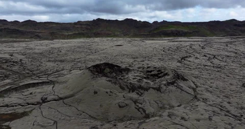 Volcano crater, lava fields, Iceland Stock Footage 250421194
