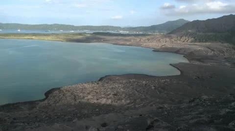 Volcano damaged landscape with Rabaul background in Papua New Guinea 17.1 Stock Footage 20535507
