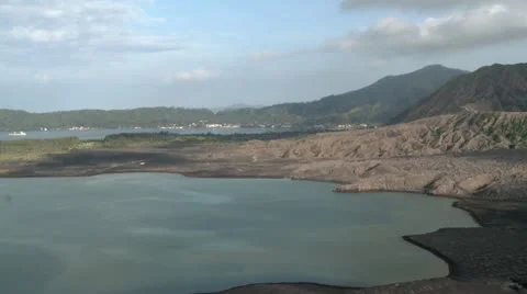 Volcano damaged landscape with Rabaul background in Papua New Guinea 17.2 Stock Footage 20535529