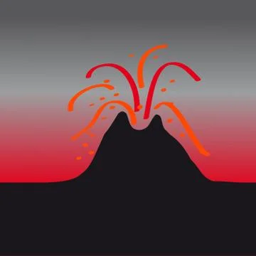 Volcano on dark background Stock Illustration