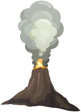 Volcano disaster with burning fire. Volcanic eruption mountain with magma Stock Illustration