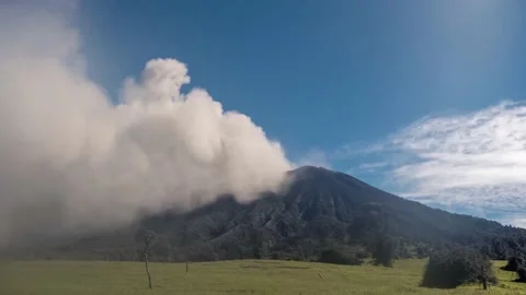 VOLCANO DURING ERUPTION COSTA RCIA TURRIALBA 4K Stock Footage 158583760