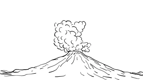 Volcano Erupting Drawing 2D Animation | Stock Video | Pond5