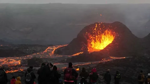 Volcano erupting in Iceland Stock Footage 157833983