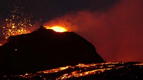 Volcano erupting in Iceland Stock Footage 157833985