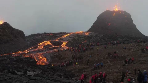 Volcano erupting in Iceland Stock Footage 157833986