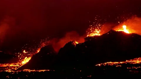 Volcano erupting in Iceland Stock Footage 157833987