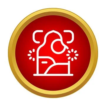 Volcano erupting icon in red circle Illustrazione stock