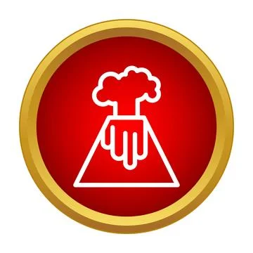 Volcano erupting icon showing active mountain disaster Stock Illustration